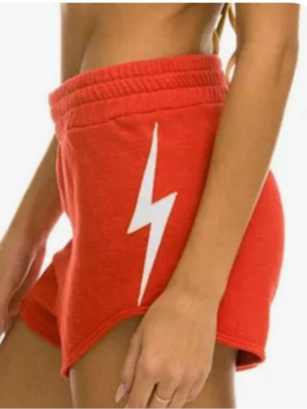 Aviator Nation Red and White Bolt Stitch Lounge Shorts